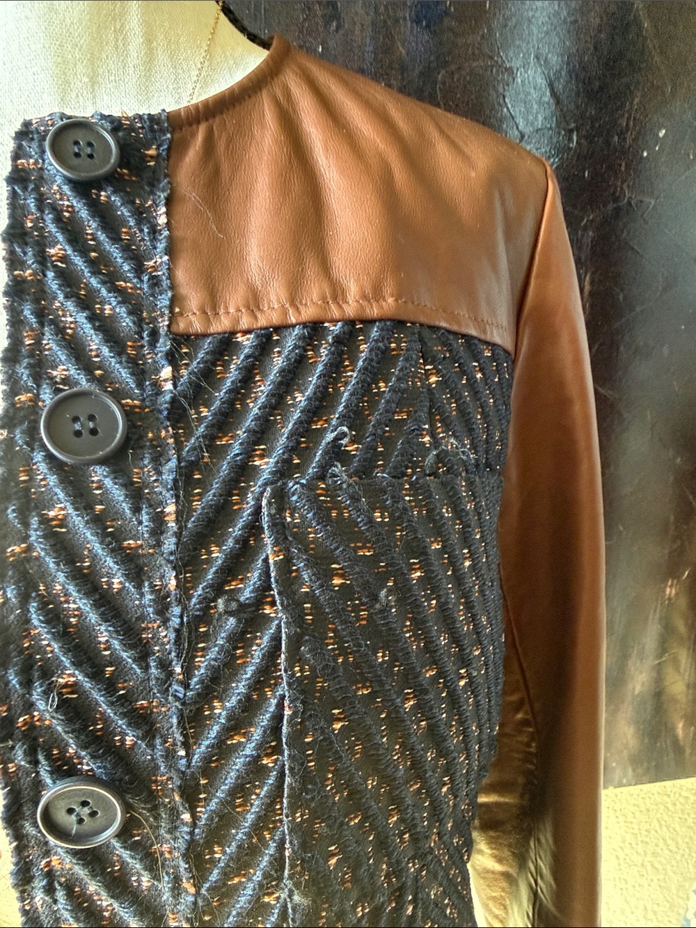 Theory leather / cotton jacket, size 4 - Picture 5 of 8